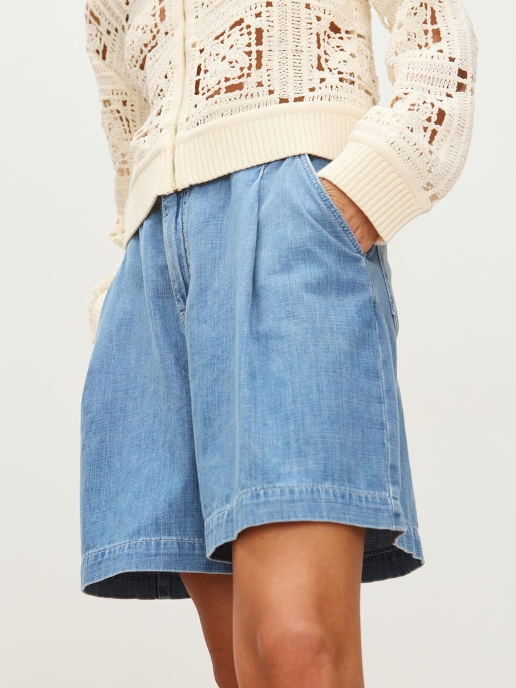 Oliver Bonas Blue Chambray City Shorts - Image 7 of 7