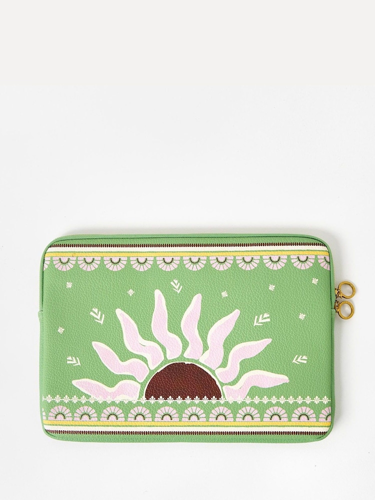 Oliver Bonas Green Sun Print Laptop Case - Image 1 of 5