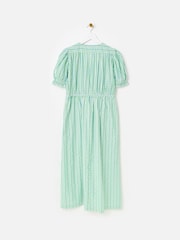 Oliver Bonas Green Stripe Smock Bodice Midi Dress - Image 2 of 6