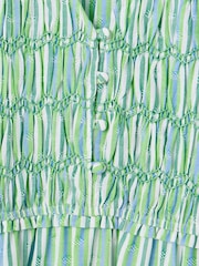 Oliver Bonas Green Stripe Smock Bodice Midi Dress - Image 6 of 6