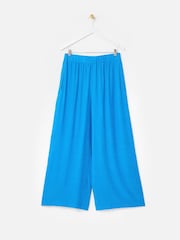 Oliver Bonas Blue Crinkled Wide Leg Trousers - Image 1 of 5