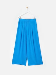 Oliver Bonas Blue Crinkled Wide Leg Trousers - Image 2 of 5