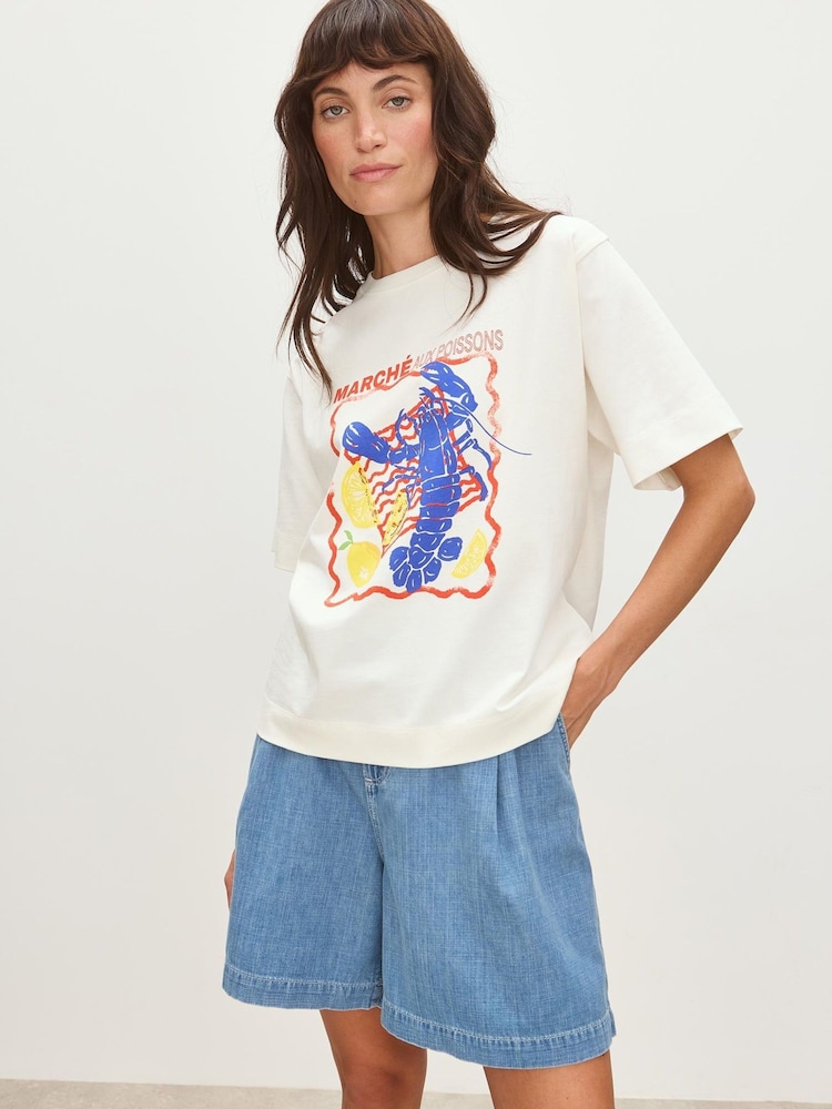 Oliver Bonas Lobster Graphic Print T-Shirt - Imagen 1 de 7