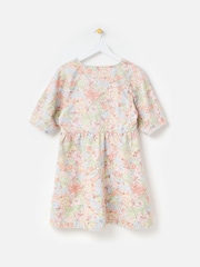 Oliver Bonas Pink Light Blue Denim Floral Print V-Neck Mini Dress - Image 2 of 6