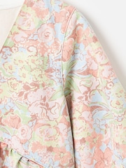 Oliver Bonas Pink Light Blue Denim Floral Print V-Neck Mini Dress - Image 4 of 6