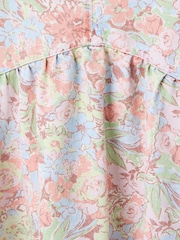 Oliver Bonas Pink Light Blue Denim Floral Print V-Neck Mini Dress - Image 6 of 6