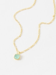 Oliver Bonas Blue Briar Gold Plated Aquamarine Pendant Necklace - Image 1 of 4