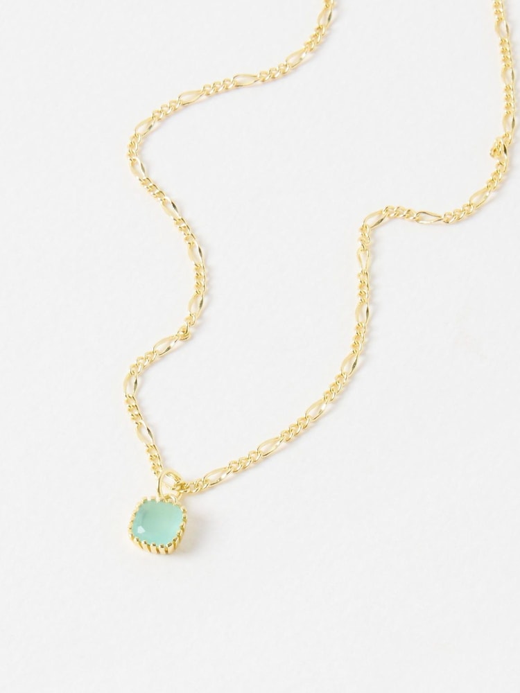Oliver Bonas Blue Briar Gold Plated Aquamarine Pendant Necklace - Image 1 of 4