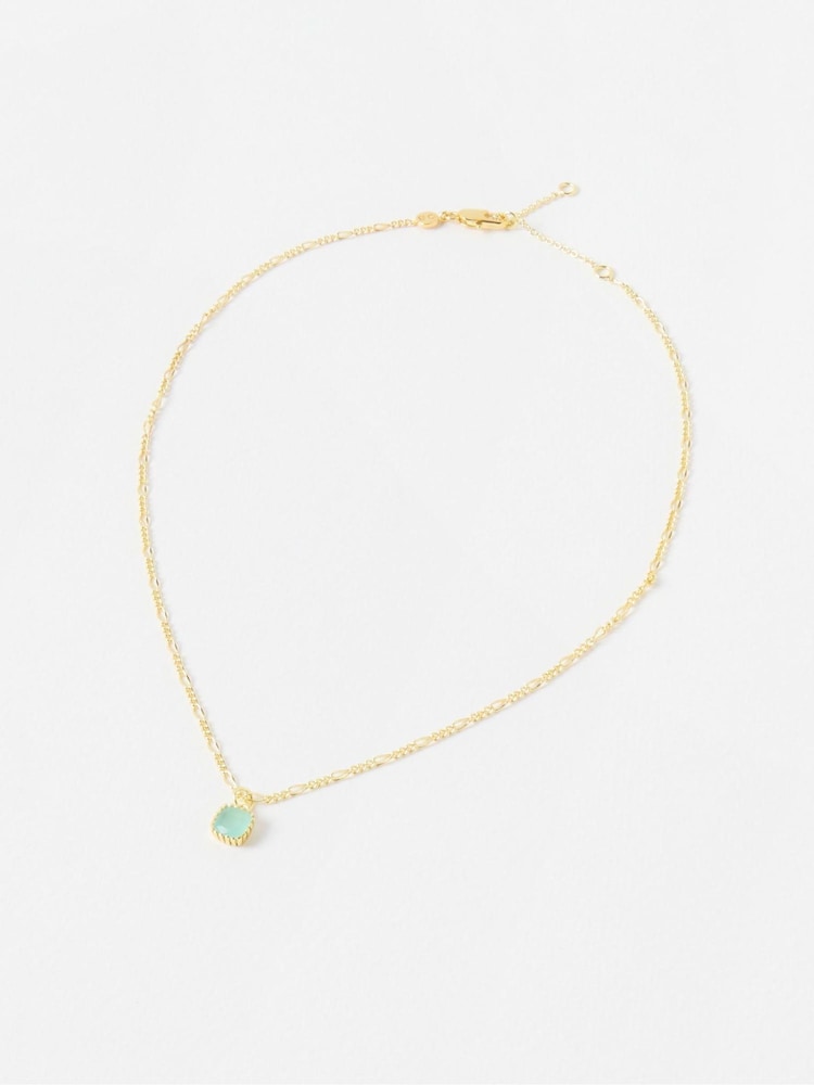 Oliver Bonas Blue Briar Gold Plated Aquamarine Pendant Necklace - Image 2 of 4