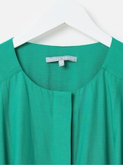 Oliver Bonas Green Puff Sleeve Tie Waist Jumpsuit - Image 3 of 6