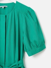 Oliver Bonas Green Puff Sleeve Tie Waist Jumpsuit - Image 4 of 6