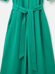 Oliver Bonas Green Puff Sleeve Tie Waist Jumpsuit - Image 5 of 6