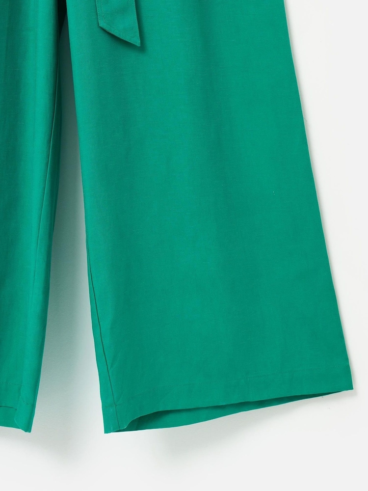 Oliver Bonas Green Puff Sleeve Tie Waist Jumpsuit - Image 6 of 6