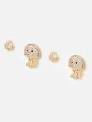 Oliver Bonas Gold Tone Maren Shell & Jellyfish Stud Earrings Set of 4 - Image 1 of 5