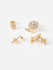 Oliver Bonas Gold Tone Maren Shell & Jellyfish Stud Earrings Set of 4 - Image 3 of 5