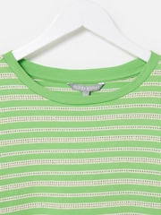 Oliver Bonas Green Striped Puff Sleeve T-Shirt - Image 5 of 7