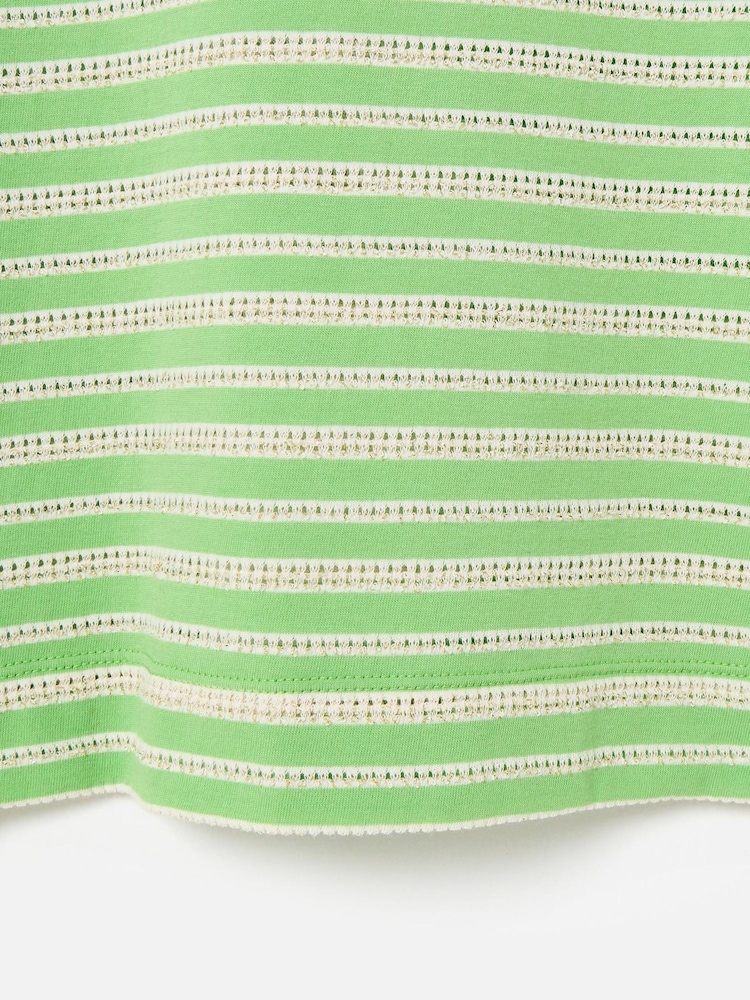 Oliver Bonas Green Striped Puff Sleeve T-Shirt - Image 7 of 7