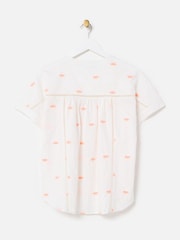 Oliver Bonas White Sun Embroidered Short Sleeve Shirt - Image 2 of 5