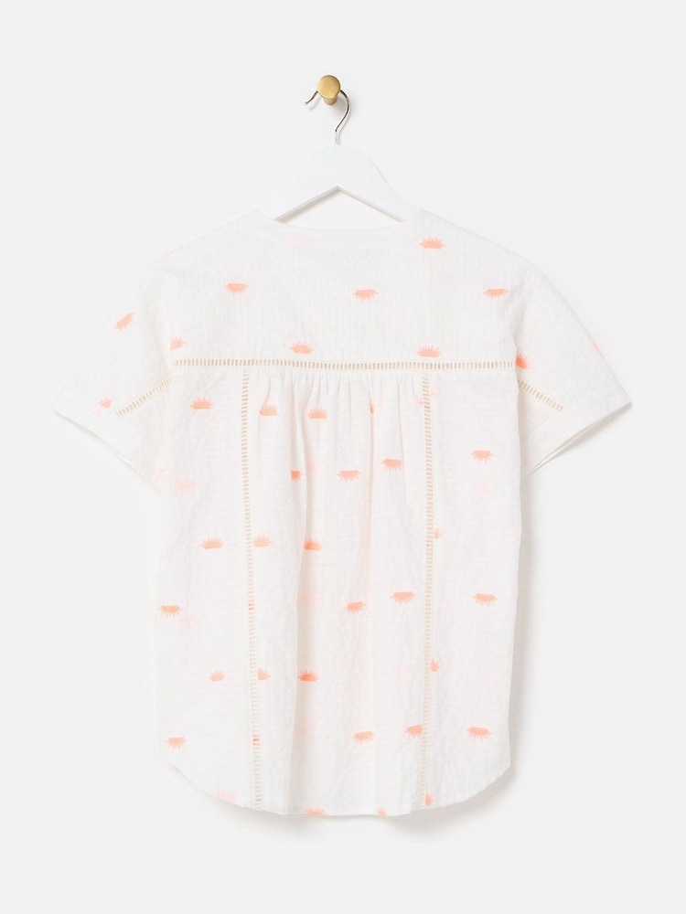 Oliver Bonas White Sun Embroidered Short Sleeve Shirt - Image 2 of 5