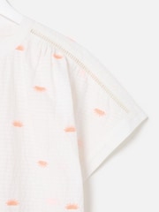 Oliver Bonas White Sun Embroidered Short Sleeve Shirt - Image 5 of 5