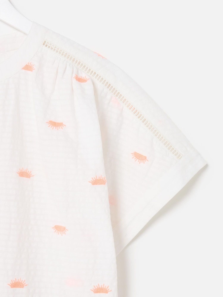 Oliver Bonas White Sun Embroidered Short Sleeve Shirt - Image 5 of 5