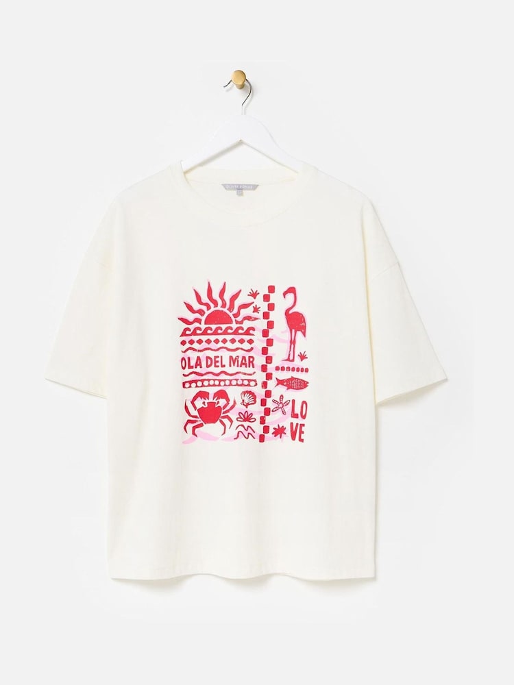 Oliver Bonas Ola Del Mar Graphic Print T-Shirt - Imagen 1 de 5