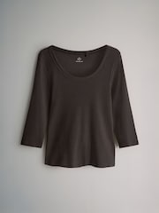The Set Black/Stripe/Grey/White 4 Pack Scoop Neck 3/4 Sleeve Ribbed T-Shirts - Image 3 of 7