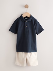 Marina de guerra - Conjunto de polo y pantalón corto texturizado de manga corta (3meses -7años) - Imagen 4 de 7