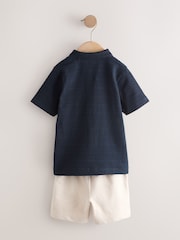 Marina de guerra - Conjunto de polo y pantalón corto texturizado de manga corta (3meses -7años) - Imagen 5 de 7