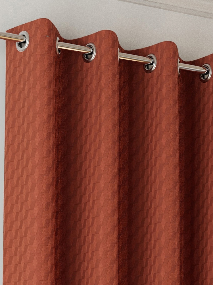 Enhanced Living Orange Tokyo Thermal Room Darkening Eyelet Curtains - Image 2 of 4