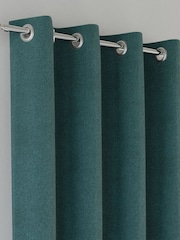 Enhanced Living Teal Austin Blackout Thermal Linen Look Pair of Eyelet Curtains - Image 2 of 5