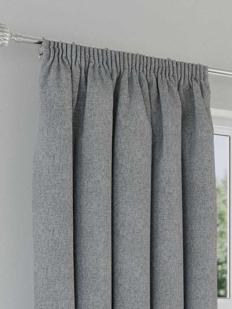 Enhanced Living Grey Dallas Blackout Thermal Pair of Tape Top Curtains - Image 2 of 5