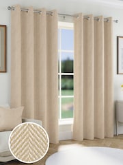 Enhanced Living Natural Chester Thermal Blackout Eyelet Curtains - Image 1 of 4