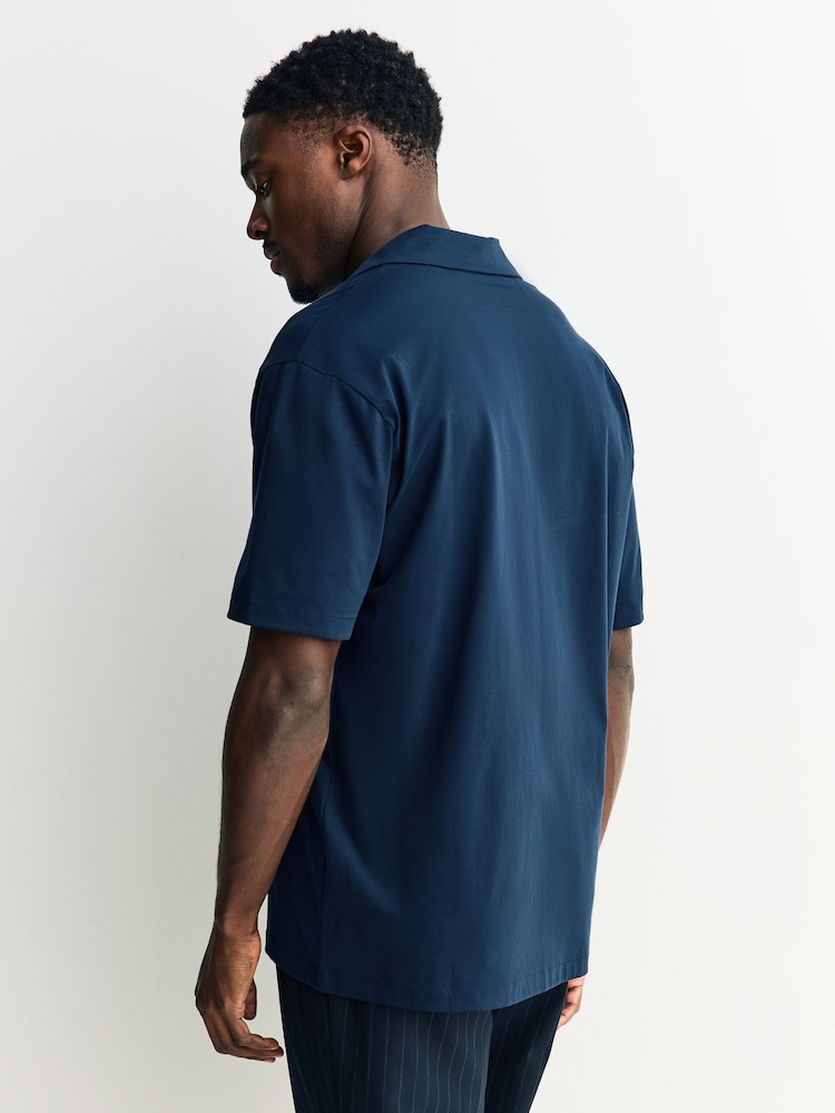 Navy Supima Cotton Shirt - Image 2 of 4 Navy Supima Cotton Shirt - Image 2 of 4
