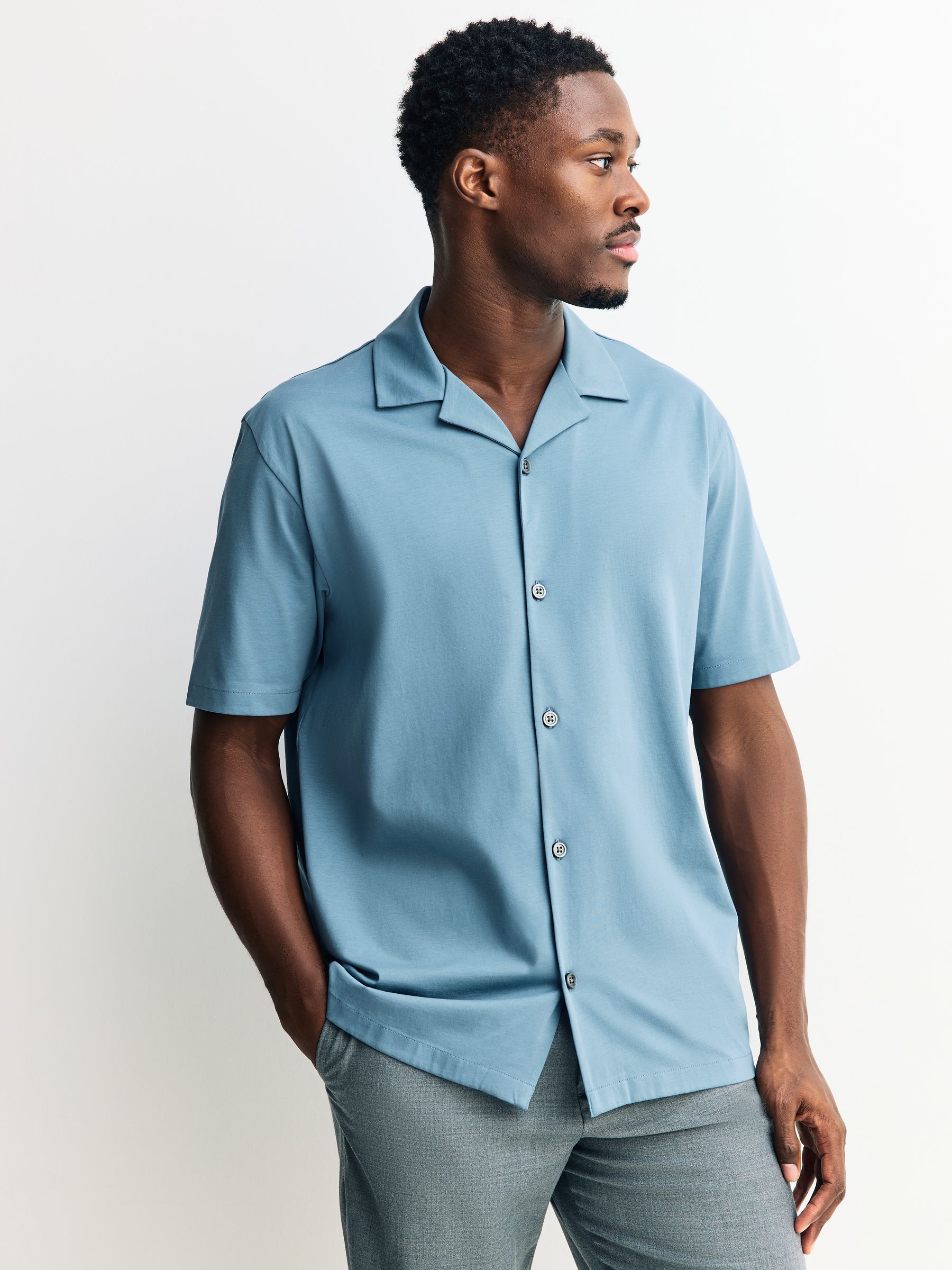 Buy Steel Blue 100% SUPIMA® Cotton Jersey Shirt from the Next UK