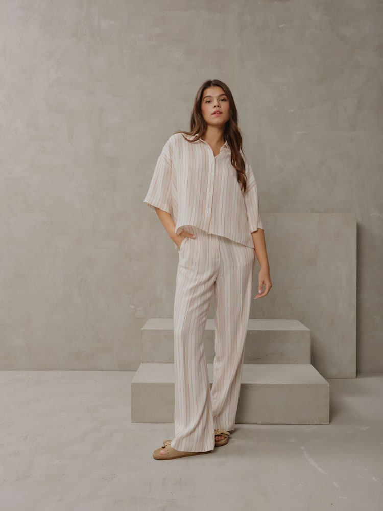 Smith & Soul Natural Striped Straight Leg Trousers - Image 1 of 5