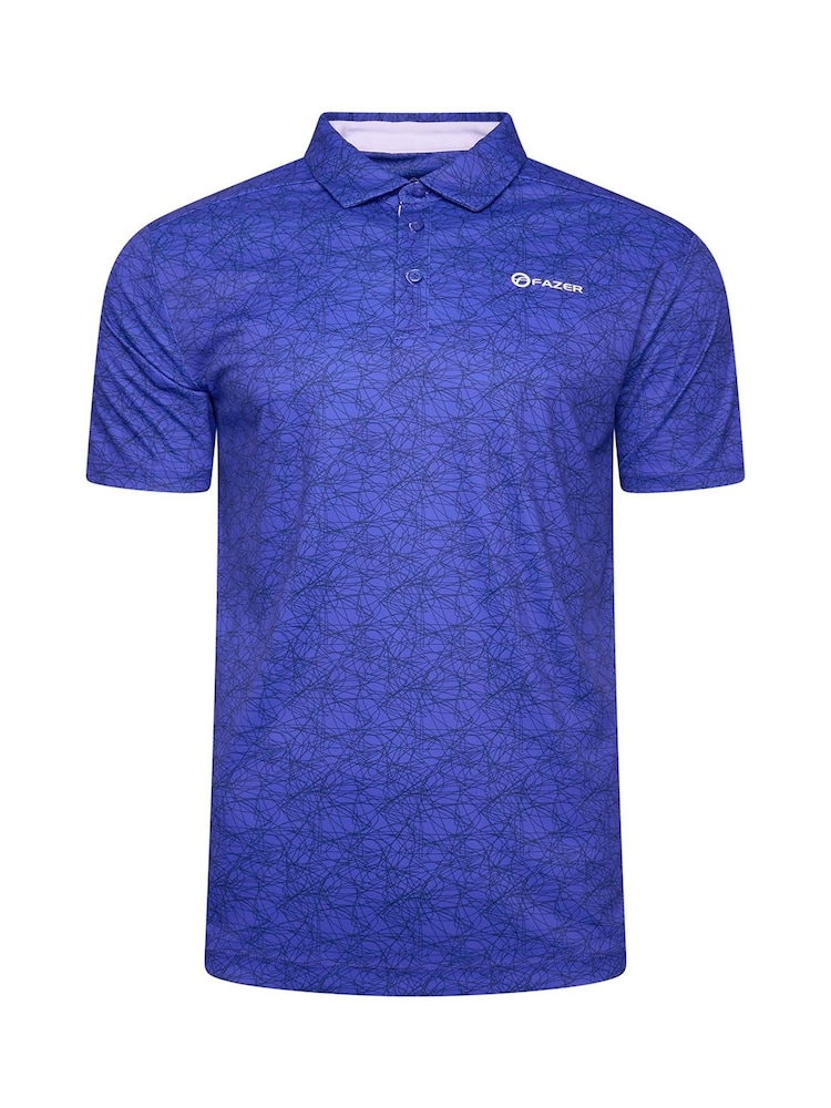 Fazer Mens Blue Chester Scribble Golf Polo Shirt - Image 1 of 4