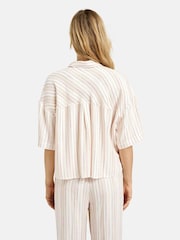 Smith & Soul Natural Striped Cropped Shirt Blouse - Image 3 of 6