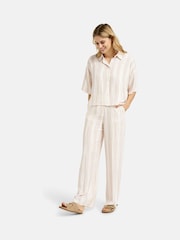 Smith & Soul Natural Striped Cropped Shirt Blouse - Image 4 of 6