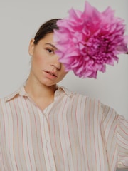 Smith & Soul Natural Striped Cropped Shirt Blouse - Image 6 of 6