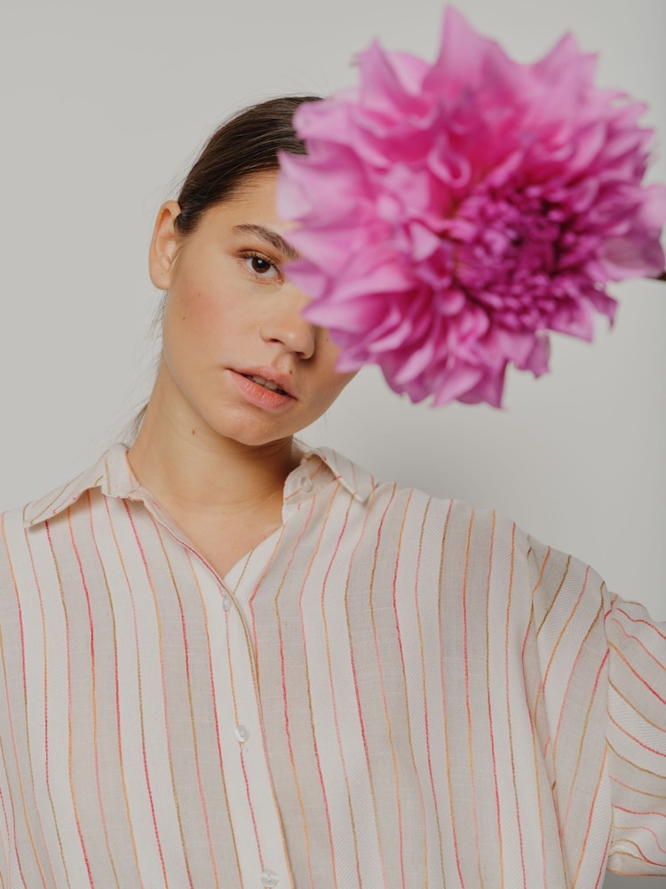 Smith & Soul Natural Striped Cropped Shirt Blouse - Image 6 of 6