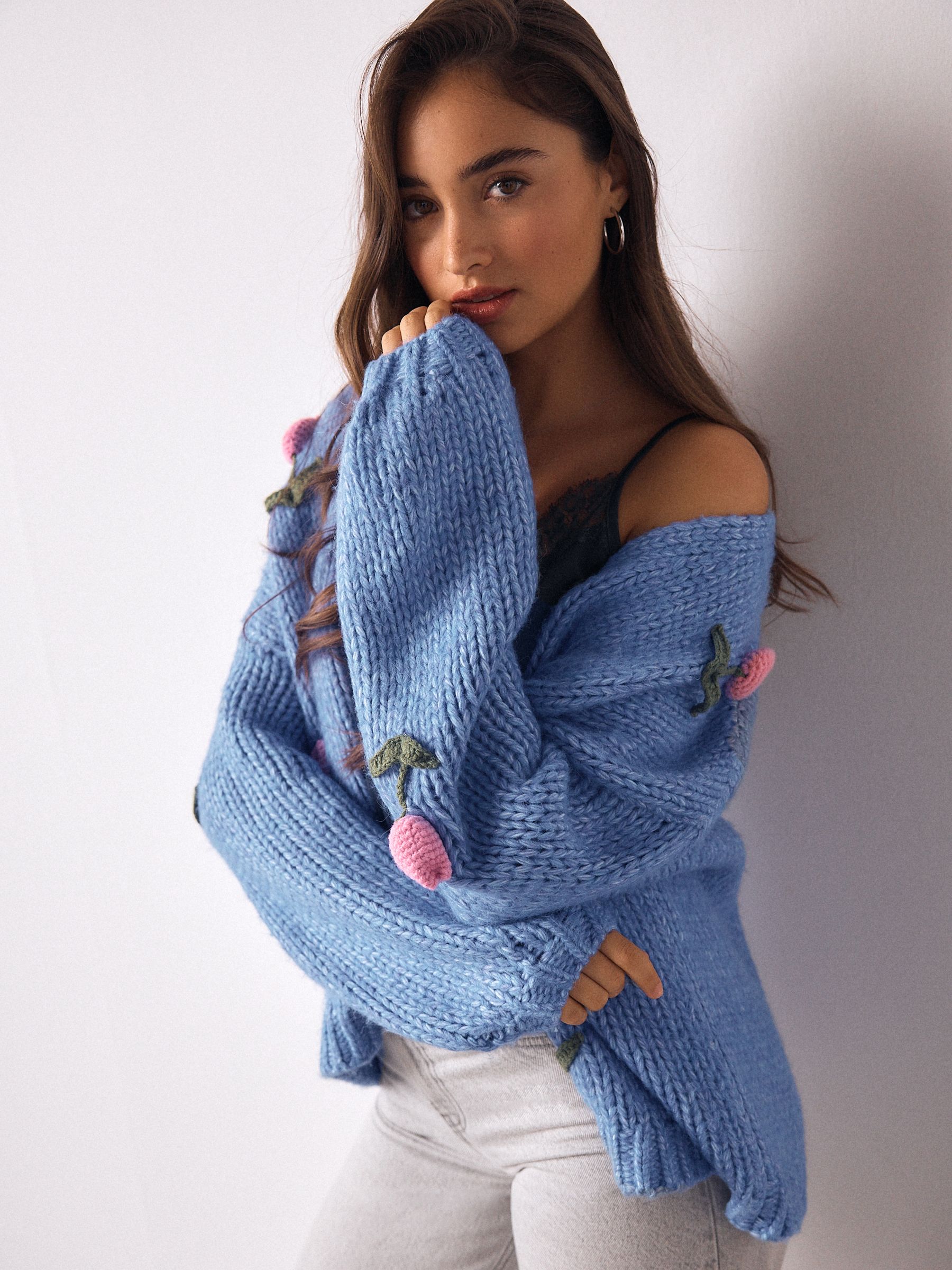 Buy Bright Blue 3D Tulip Soft Touch Chunky Knit Cardigan from Next ...