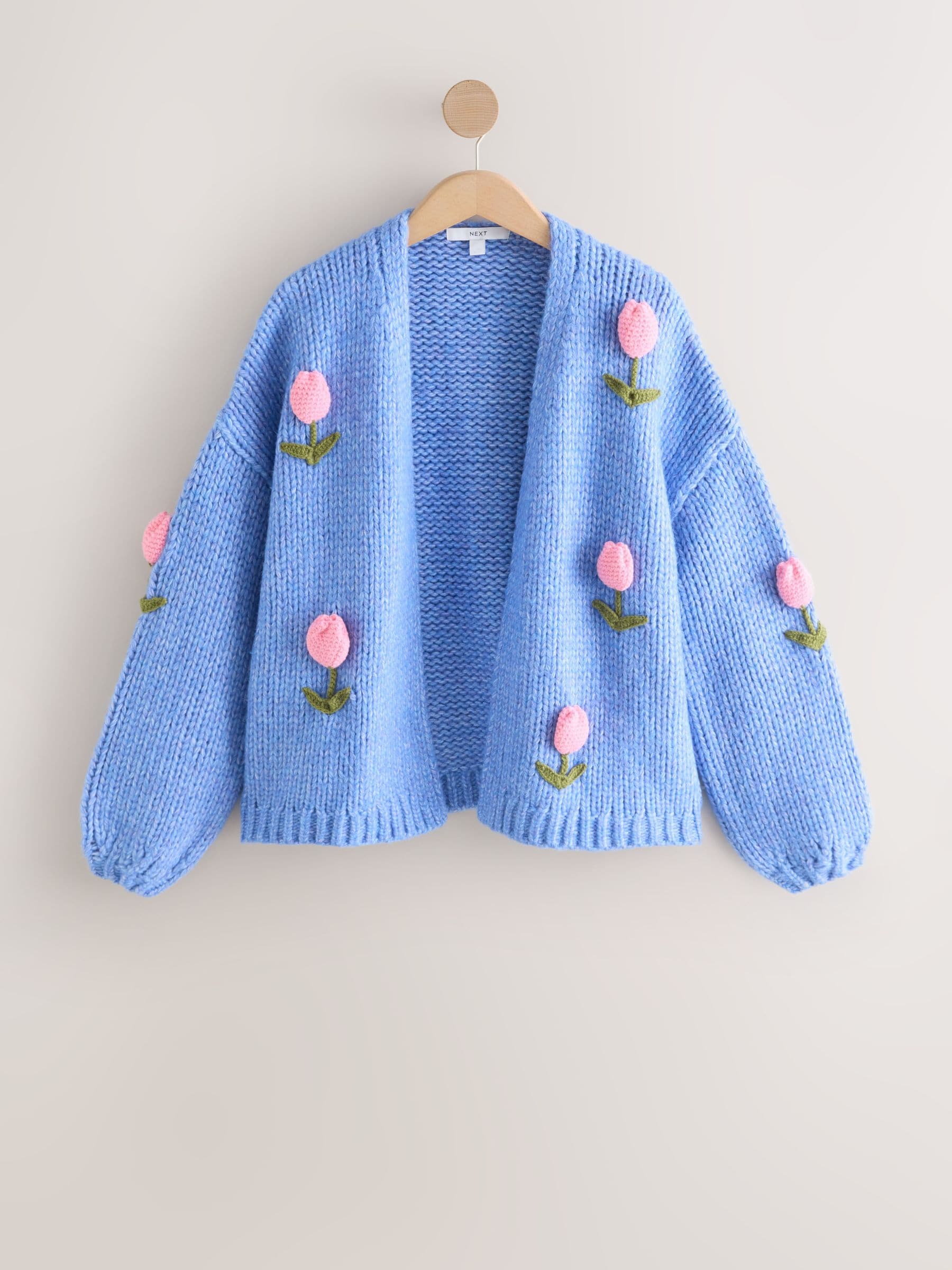 Buy Bright Blue 3D Tulip Soft Touch Chunky Knit Cardigan from Next