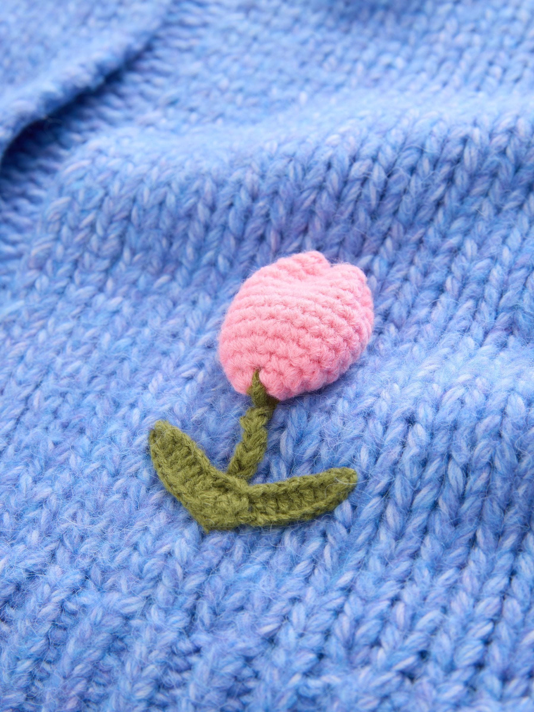 Buy Bright Blue 3D Tulip Soft Touch Chunky Knit Cardigan from the