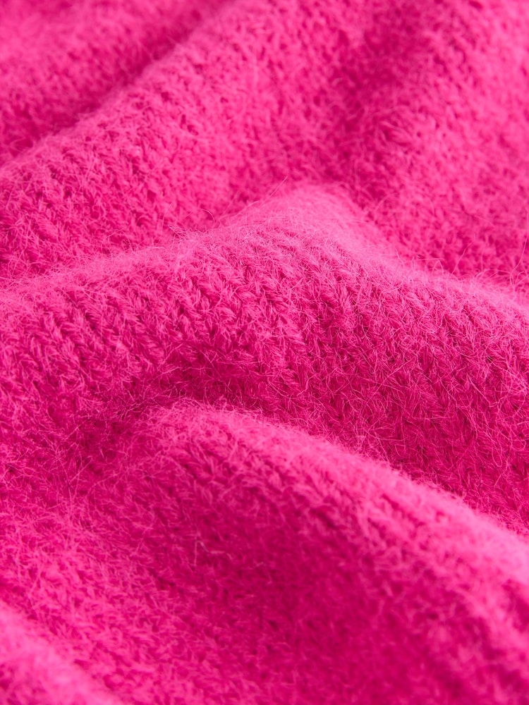 Bright Pink Heart Button Cardigan With Wool - Image 2 of 3 Bright Pink Heart Button Cardigan With Wool - Image 2 of 3