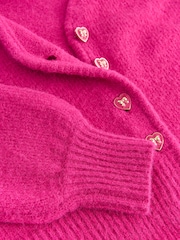Bright Pink Heart Button Cardigan With Wool - Image 3 of 3