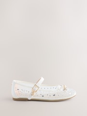 Baker by Ted Baker Mesh Diamante Mary Jane Occasion White Shoes - Image 2 of 6