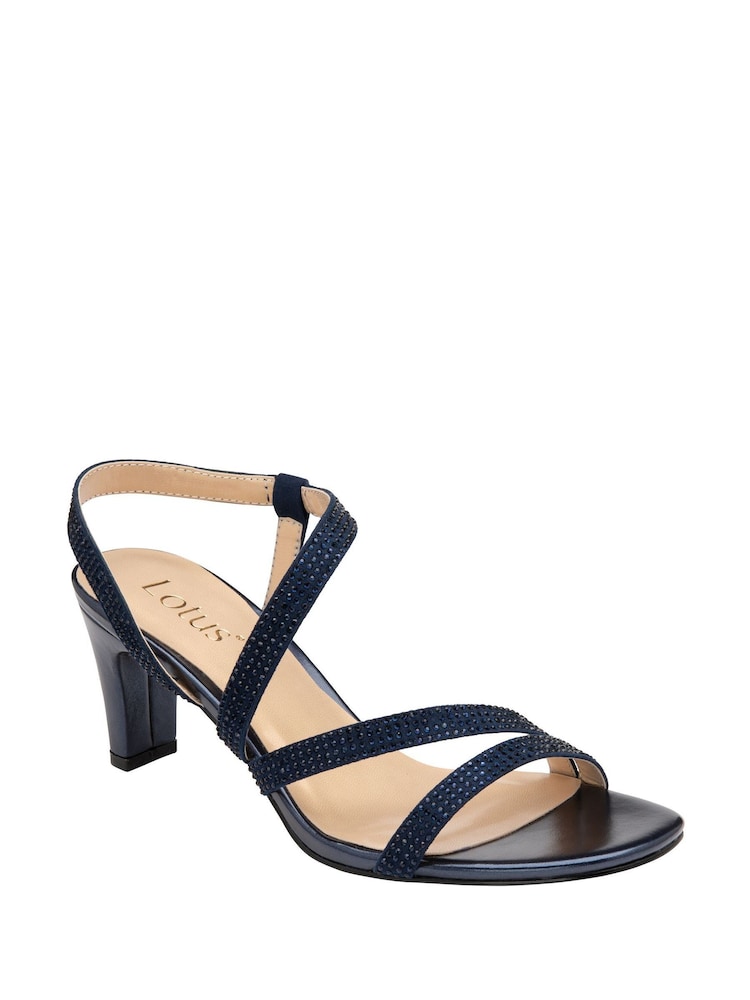 Lotus Blue Diamante Occasion Sandals - Image 1 of 4