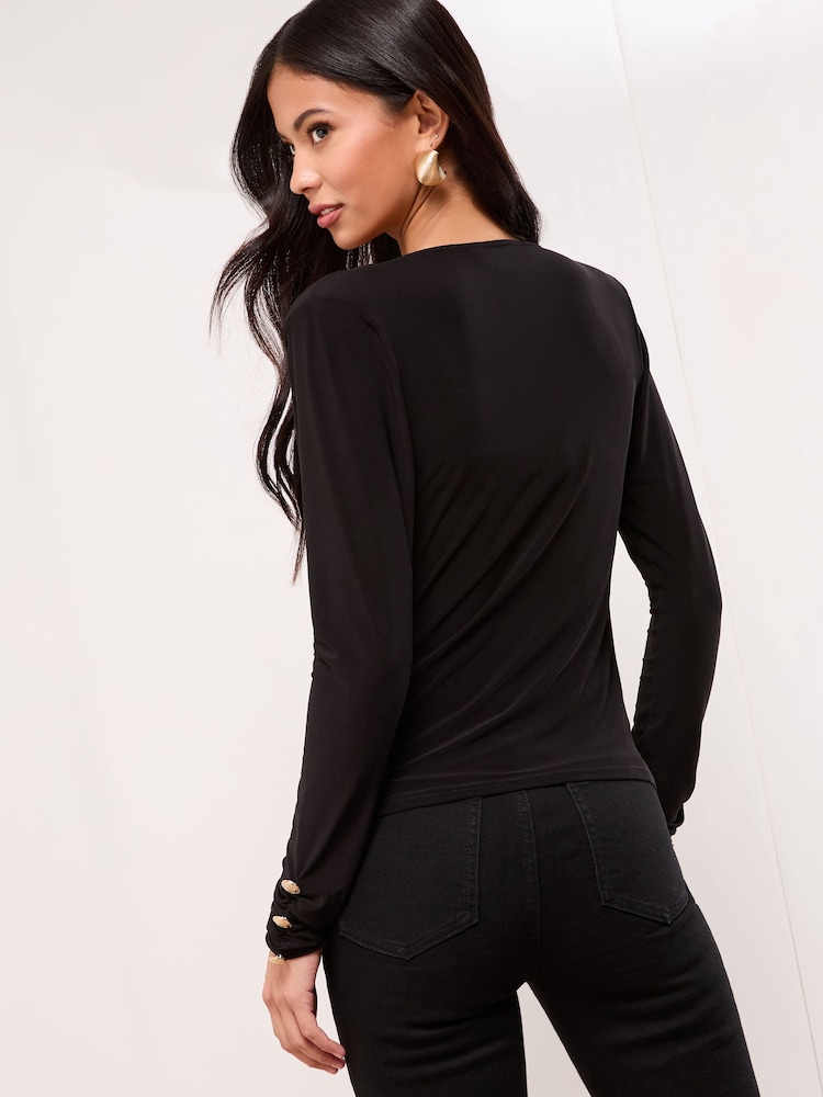 Lipsy Black Long Sleeve Cowl Neck Top - Image 4 of 4
