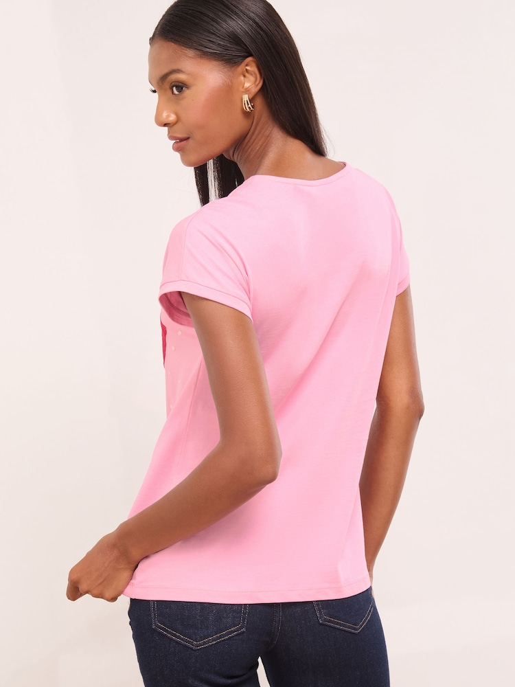 Lipsy Pink Christmas Kisses Crew Neck T-Shirt - Image 4 of 4